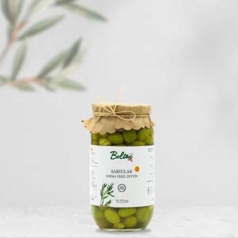 1 kg Doğal Salamura Kırma Yeşil Zeytin — Boltaç Zeytinyağı